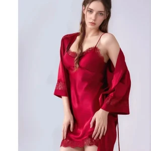 100% Mulberry Silk Robe with Chemise Nightdress Set Women’s Sexy Lace Kimono Robes & Nightgowns Solid Sexy Lingerie Bathrobe PJs - AliExpress Women's Sleep & Lounge
