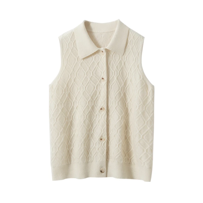 Turn-Down Collar 100% Cashmere Vest Cardigan Full Of Vitality Sweater Sleeveless Knitwear Basic Elegant Femal Clothing Tops - AliExpress Sweaters&Jumpers