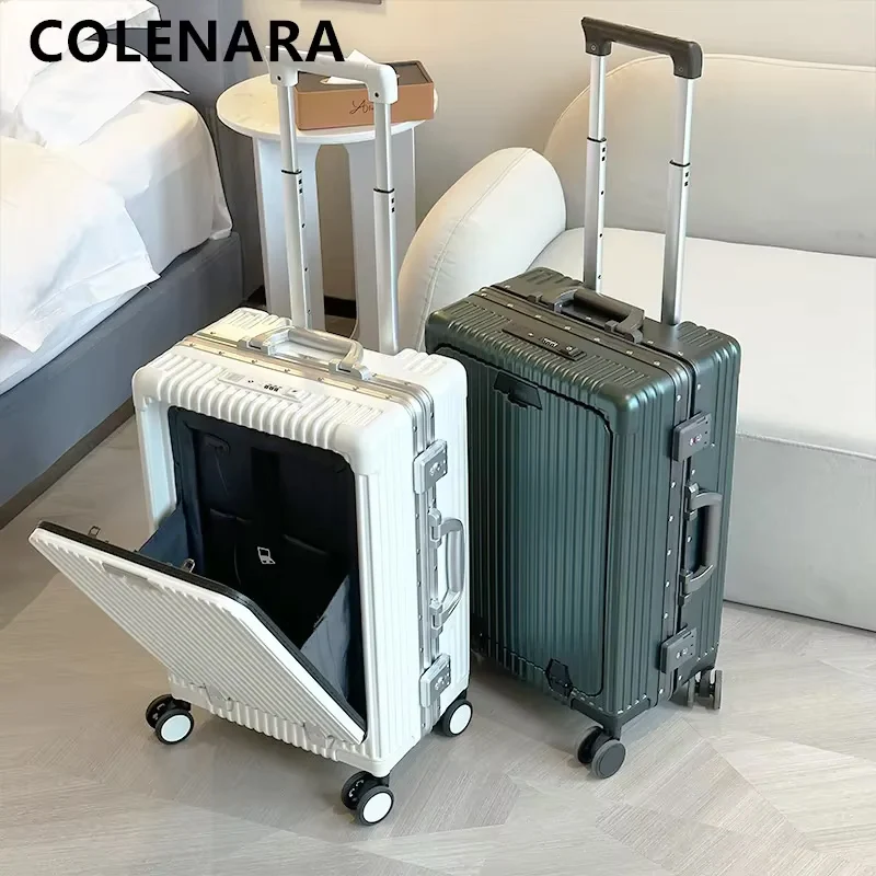 COLENARA Men's Suitcase Front Opening Boarding Case Laptop Trolley Case 18"20"24 Inch Women's Password Box Travel Luggage Bag - AliExpress Luggage