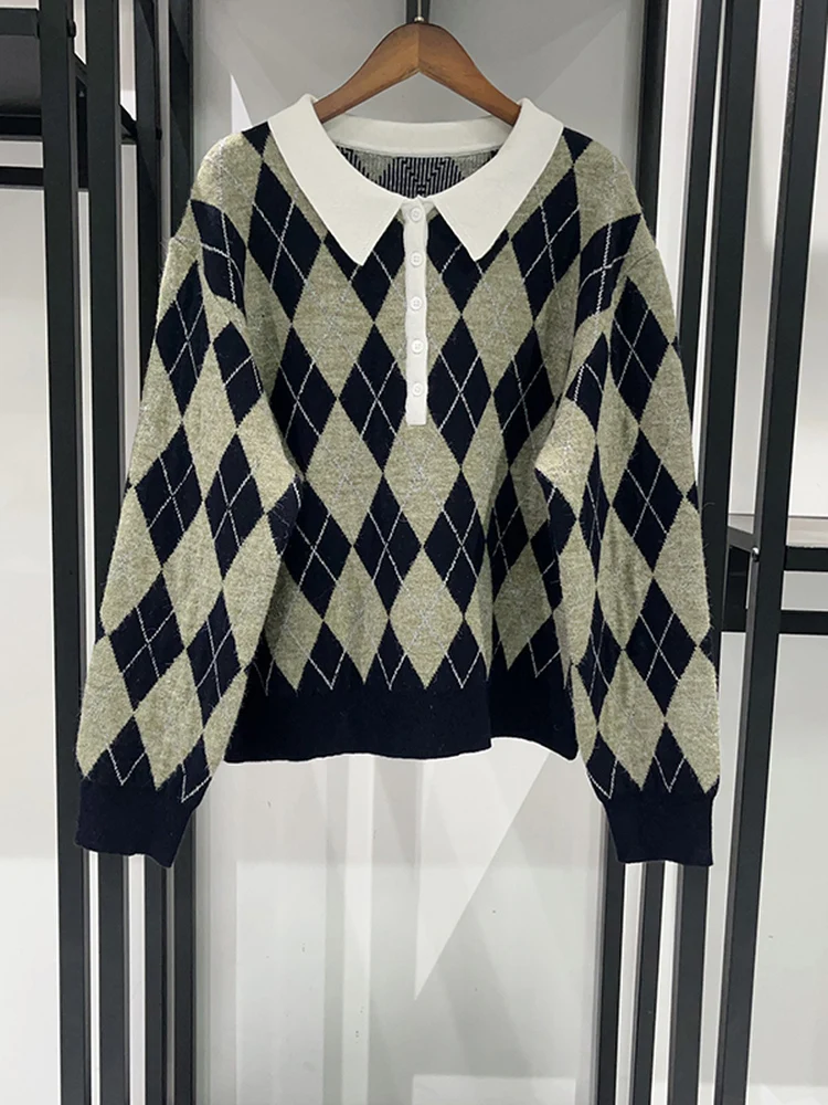 French Sle Loose Fit Knitted Sweater Women's Crew Ne Quilted Mixed Color Sweater Autumn Winter Youthful Ladies Knitwear - AliExpress Sweaters&Jumpers