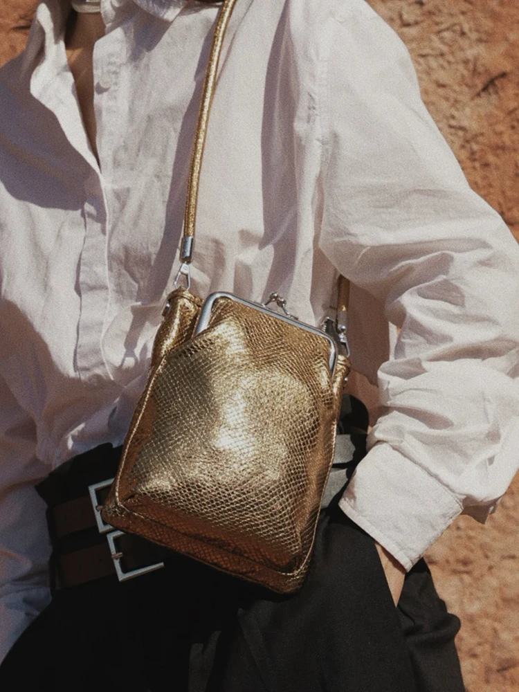 Golden Fashion Artistic Phone Bag Women Genuine Leather Bag Simple advanced Real Leather Casual Shoulder Crossbody Bag Small - AliExpress Women's Handbags