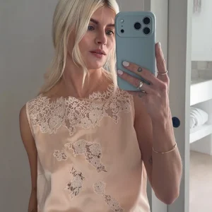 Silk Hollow out Floral Embroidery Lace Trim One Shoulder Comfortable Women's Top French Style Fitted Shirt without Sleeves - AliExpress Shirts & Blouses