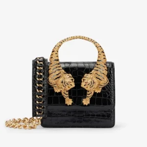 Roar Croc Embossed Handbag Women Genuine Crocodile Scale-effect Leather Signature Tiger Motif Crystal Embellishment Shoulder Bag - AliExpress Women's Handbags