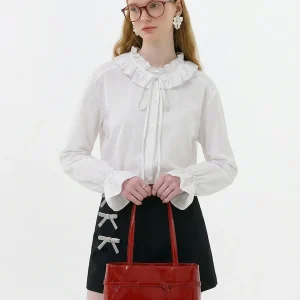 AHMI Baroque Court Sle Long Sve White irt Women's Spring Versatile Elegance Stand Collar Button up Cotton Lyocell Blend - AliExpress Shirts & Blouses