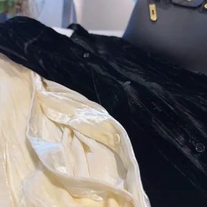 Elegant Vintage Velvet Long Sleeve Silk Shirt Loose Fit Women's Top Spring Autumn French Style Pure Color Button Closure - AliExpress Shirts & Blouses