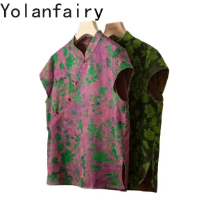 YOLANFAIRY 100% Real Mulberry Silk Shirt for Women Elegant Sleeveless Blouse Stand Collar Luxury Watered Gauze Blouses рубашка - AliExpress Shirts & Blouses