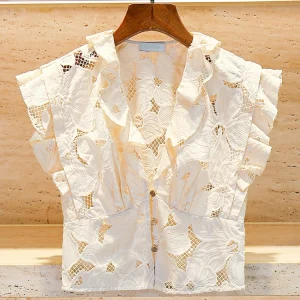 Ele ort Lace irt V-ne Puff Sve Women's Top Summer Faion Commute Sle Polyester Fiber Straight Cut Blouse - AliExpress Shirts & Blouses