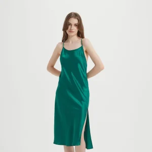 Backless & High Slit Silk Nightgown Sexy Bodycon Slip Dress 100% Mulberry Silk Chemise Long Pajama Dress Versatile Loungewear PJ - AliExpress Women's Sleep & Lounge