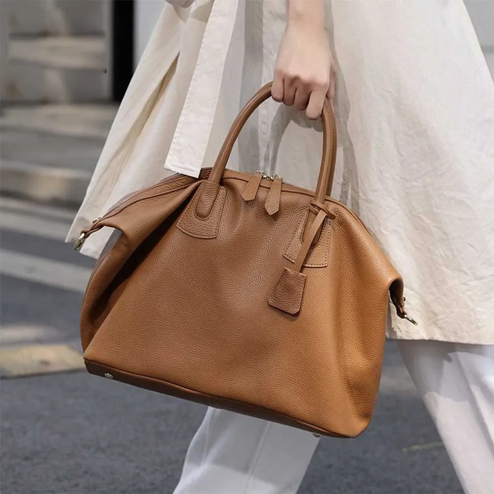 New Euro Fashion Designer High-end Huge Tote Soft Natural Cow Leather Women's Handbag Large Capacity Duffle Bag - AliExpress Women's Handbags