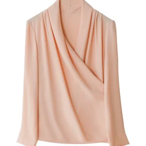Spring Loose Fit V-Ne Long Sve Overhead Sle Faionable Commuting Versatile irt Peach Pink Color Women's Polyes... - AliExpress Shirts & Blouses