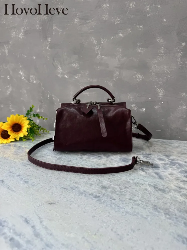 Female Zipper Genuine Leather Crossbody Bags Versatile Ladies Fashion Handbag Solid Color Cowhide Single Shoulder Bag - AliExpress Women's Handbags