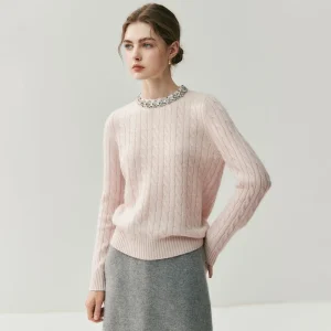 Women's 100% Cashmere Sweater O-neck Pullover Autumn Winter Twist Beading Design Grace Style Cashmere Knitwear Female Clothes - AliExpress Sweaters&Jumpers