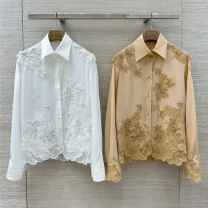 Women's Silk Lace Embroidered Floral Shirt Temperament Elegant Long Sleeve Blouse Tops 26 Early Spring New - AliExpress Shirts & Blouses