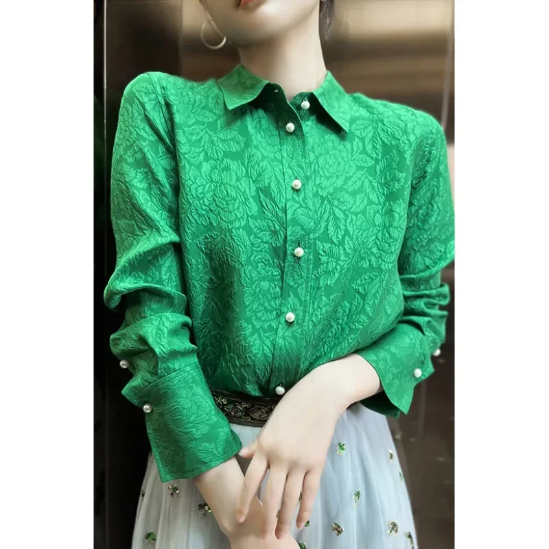 High End Heavy Weight Silk White Shirt Mulberry Silk Shirt Spring 2025 Women's Green Silk Blouse Blouses For Women Fashion 2025 - AliExpress Shirts & Blouses