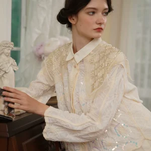 Spring Summer Women Handmade Sparkly Fish Scale Plaid, Elegant and Fresh Young Professionals, Cotton Top Shirts/Blouses - AliExpress Shirts & Blouses