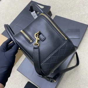 Black diamond-quilted leather Boston handbag with double top handles, full zip closure, and a detachable leather shoulder strap. - AliExpress Women's Handbags