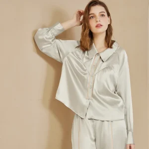 Heavyweight Silk Pajamas Set for Women 100% Mulberry Silk Luxury Loungewear Elegant Long Sleeve Pants Pajama Button-upHome Wear - AliExpress Women's Sleep & Lounge