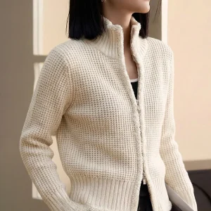 Chivirin Woolen Knitted ort Coat Zipper High Collar Fem Autumn Winter Slim Fit Top Quali Camere Regular Fit Cardigan - AliExpress Sweaters&Jumpers