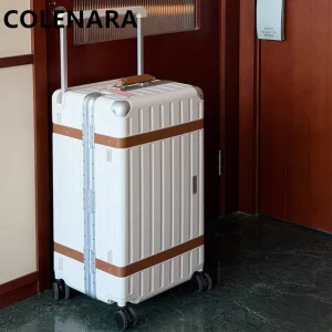 COLENARA New Luggage For Women 20 Inch Boarding Password Box 24 Inch Wide Pull Rod Travel Suitcase Aluminum Frame Leather Box - AliExpress Luggage