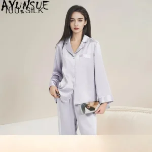 AYUNSUE 100% Mulberry Silk Pajamas for Women 19MM Silk 2026 Spring Summer Sleepwear Set Night Dress Пижама Женская ملابس النوم - AliExpress Women's Sleep & Lounge
