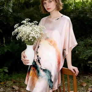 100% Mulberry Silk Plus Size Nightshirt Women 200lbs Vacation Style Short Dress Maternity Friendly Lingerie Loungewear Nightgown - AliExpress Women's Sleep & Lounge