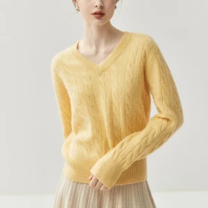 Chic Autumn Winter Pullover Sweater Women 100% Cashmere Sweater Versatile Pullover Sweet Knit V-Neck Twist Flower Basic Clothing - AliExpress Sweaters&Jumpers