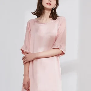 100% Mulberry Silk Summer Nightdress Sleepshirts Solid Color Women's Home Pullover Short Pajama Dress Elegant Lingerie Nighty PJ - AliExpress Women's Sleep & Lounge