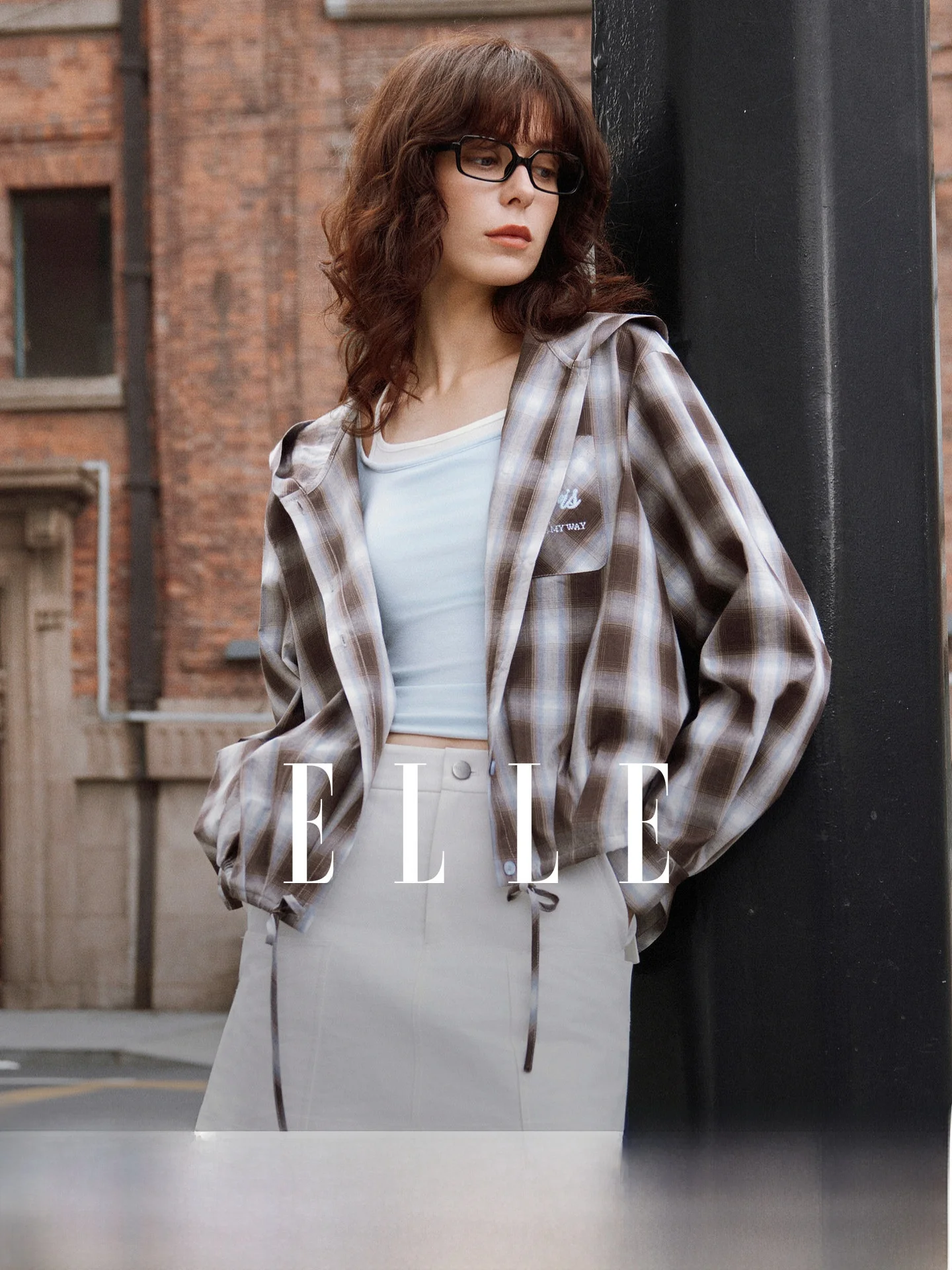 Elle Retro Pure Cotton Plaid Hooded Shirt Women's Spring New Drawstring Casual Unique Shirt Commute Style Loose Fit Long Sleeve - AliExpress Shirts & Blouses