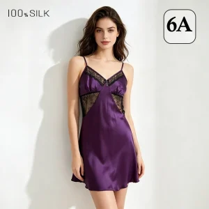 6A Grade 100% Pure Mulberry Silk Slip Nightgown Women Summer Deep Out Mini Night Dress Luxury Elegant Sleepwear Loungewear - AliExpress Women's Sleep & Lounge