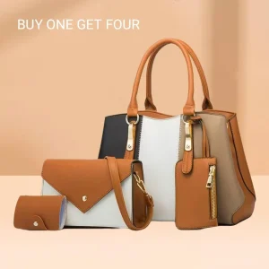 Fashionable Color Block Women's Handbag Shoulder Bag Mother-Child Bag Street Style Large Bucket Shape Zipper Opening PU Material - AliExpress Women's Handbags
