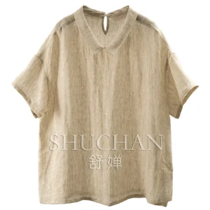 100% Yarn-dyed Linen Doll Collar Short-sleeved Shirt Women 77L3 Thin Summer Blouse Woman - AliExpress Shirts & Blouses