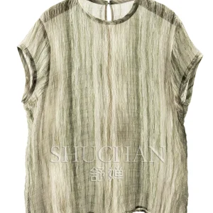Thin Blouse Summer Loose Vertical Pattern Silk Bubble Crepe Small Flying Sleeve Shirt Women's 62M0 - AliExpress Shirts & Blouses