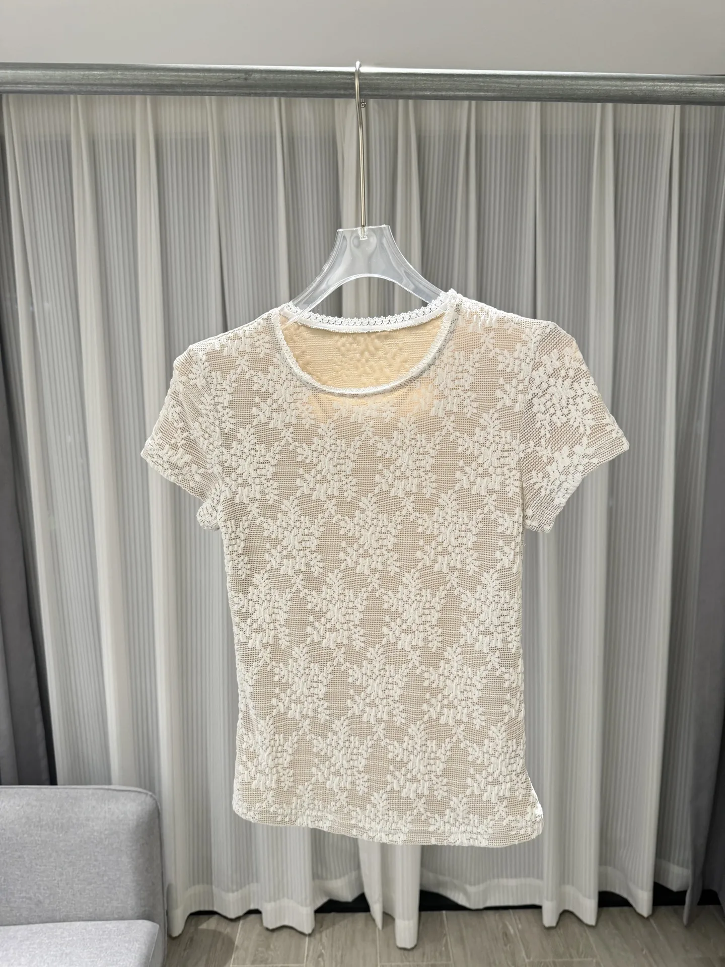 Slim Fit round Neck Short Sleeve Lace Top Women's Fashionable Versatile Quality Commute Style Polyester Knitted Color - AliExpress Shirts & Blouses