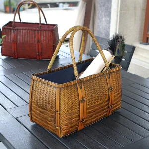 Women's Handbags Luxury Designer Woven Bamboo Bag Summer Evening Beach Straw Rattan Bags Large Capacity Tea Set Storage Basket - AliExpress Women's Handbags