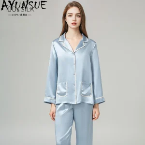 AYUNSUE 19Mm 100% Mulberry Silk Sleepwear Women 2026 Summer Clothes Pajama Set Long Sleeve Top Casual Pants Sets Womens Outfits - AliExpress Women's Sleep & Lounge