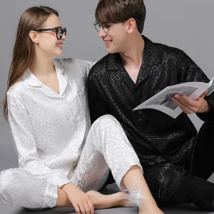 New silk sleepwear with long sleeves, thin design, high-end  couple silk home clothes, plus size - AliExpress Women's Sleep & Lounge