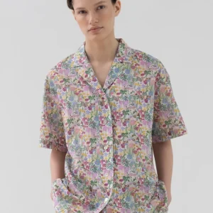 Lerobe Casual Floral Print irt Women's Slim Fit ort Sve Turn-down Collar Summer Korean Sle Commute Faion Cotton 00% - AliExpress Shirts & Blouses