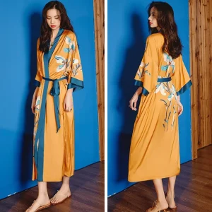 New Robes printed nightgown, women's long sleepwear, mulberry silk home clothes - AliExpress Women's Sleep & Lounge