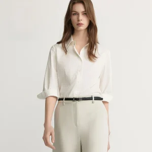 PRICH Simple Elegance Turn-down Collar 7/8 Sleeve Shirt Women's Business Casual Fashion Summer New Style Slim Fit Top - AliExpress Shirts & Blouses