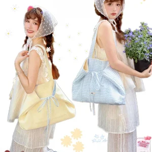 Lightweight Large Capacity Double-Sided Canvas Tote Bag with Sea Salt Cheese Pattern from Road Little Boat Spring Summer 2026 - AliExpress Women's Handbags