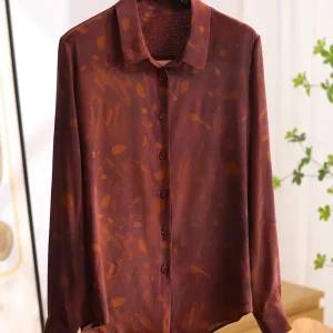 Nanyang Qianjin Vintage Lazy Tone Caramel Floral Silk Long Sleeve Shirt  Silk Top Autumn 2025 Women's  Neck Open ... - AliExpress Shirts & Blouses