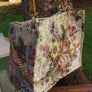 Lost in Vintage Jacquard Top Griff Tragetasche Upper Handle Clutch Tote Bag Floral Big Bag Bamboo Handle 40x10x33cm Bolso estamp - AliExpress Women's Handbags