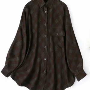Tcyeek 100% Mulberry Silk Shirt 2026 Summer Clothes Elegant Womens Blouses Long Sleeve Top Women Plaid Loose Fit Блузка Женская - AliExpress Shirts & Blouses