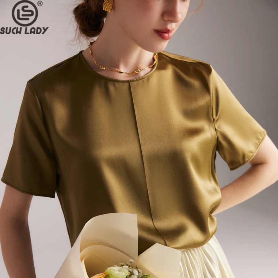 100% Natural Silk Women's Blouse O Neck Short Sleeves High quality Tops T Shirt - AliExpress Shirts & Blouses