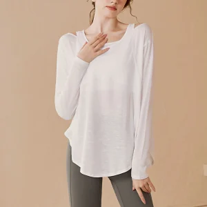 Women's Yoga Sportswear Long Sleeve Running Top Quick Dry Fitness Upper Body Fake Two-Piece Comfortable Breathable T-Shirt - AliExpress Shirts & Blouses
