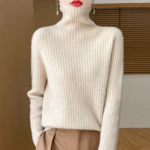 24 Autumn and Winter New Factory Wool Seamless Integrated Heavy Seven Needles Thickened Turtleneck Sunken Stripe Women' - AliExpress Sweaters&Jumpers