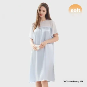 2026 New 100% Mulberry Silk Pajamas Women Short Sleeve Nightdress Soft Breathable Luxury Sleepwear Mid-Length Loungewear - AliExpress Women's Sleep & Lounge