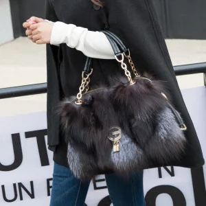 Fox Fur Women's Bag Fashion Large Capacity Furry Women's Handbag Designer Luxury Bag Handheld Crossbody High End Furry Bags Big - AliExpress Travel Bags