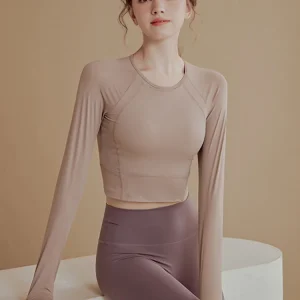 Women's Yoga Fitn Clothes Tight Long Sve Sports T-irt Pilates Training Exercise Top with Chest Pad Autumn Winter New ... - AliExpress Shirts & Blouses