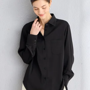Casual Black Chiffon Shirt Women's Loose Style Spring 2026 Breathable Long Sleeve Flip Collar Mid-Length Elegant Sensation - AliExpress Shirts & Blouses